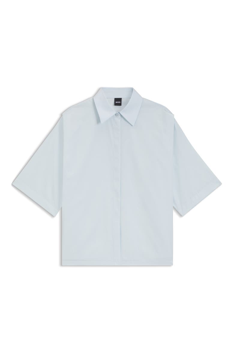 Bimina Crop Short Sleeve Button-Up Shirt, Alternate, color, PALE LAGOON