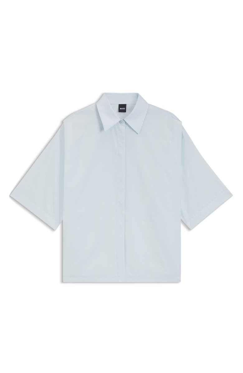 BOSS Bimina Crop Short Sleeve Button-Up Shirt, Alternate, color, Pale Lagoon