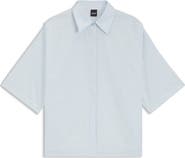 BOSS Bimina Crop Short Sleeve Button-Up Shirt