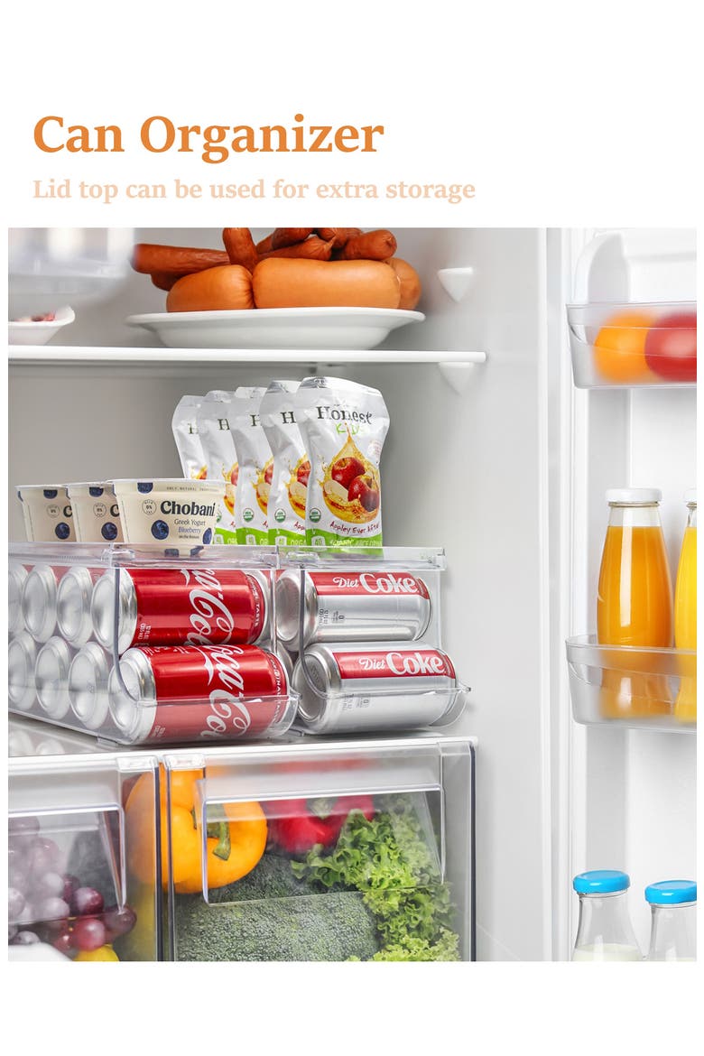 Set of 4 Clear Organizer Fridge Bins, Alternate, color, CLEAR