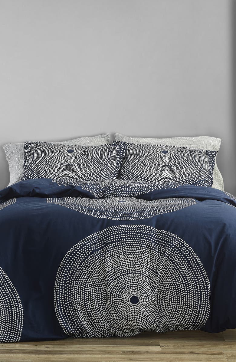 Marimekko Fokus Duvet Cover & Sham Set, Main, color, Dark Blue