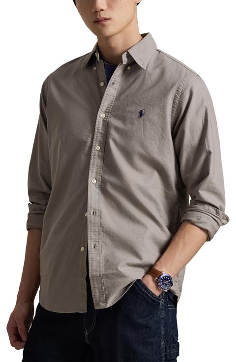 Classic Fit Garment Dyed Cotton Button-Up Shirt
