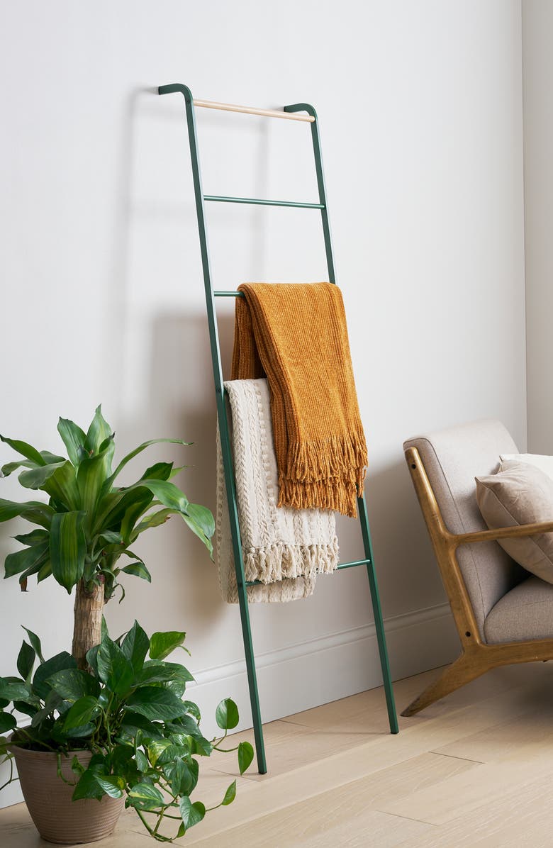 Yamazaki Leaning Storage Ladder, Alternate, color, Forest Green