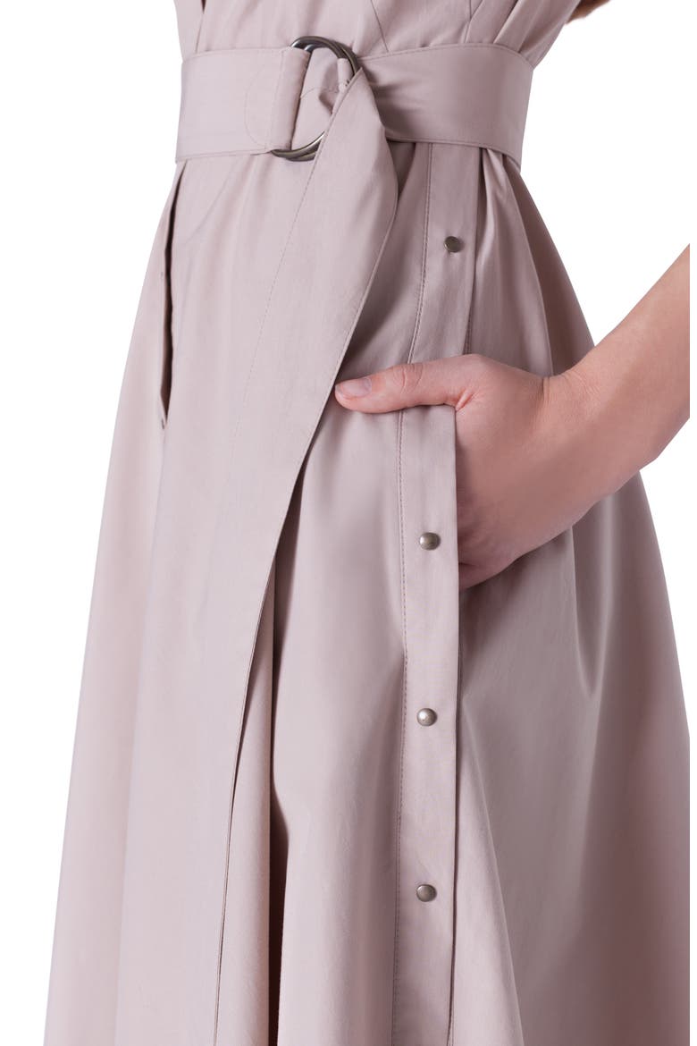 Belted Cotton Shirtdress, Alternate, color, SAND
