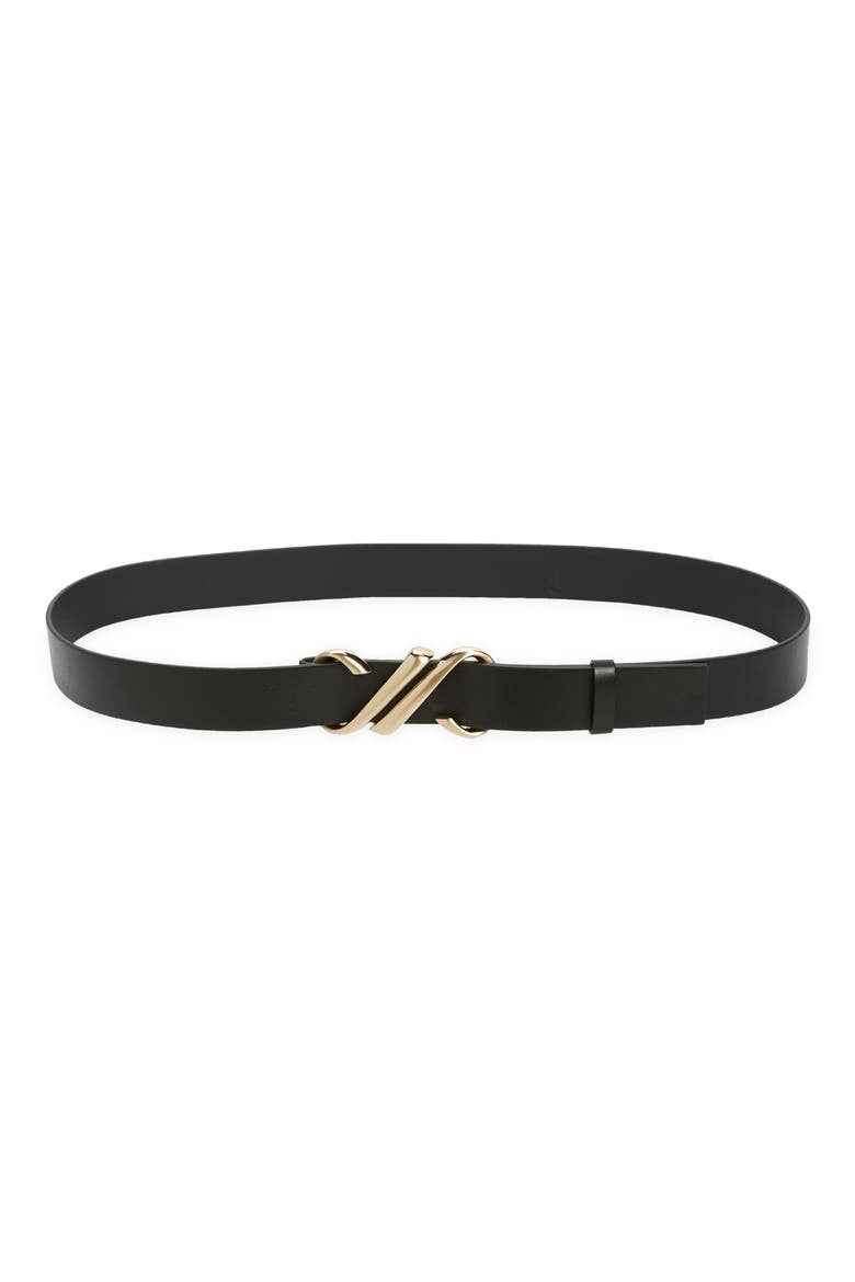 Mono Leather Belt, Main, color, BLACK