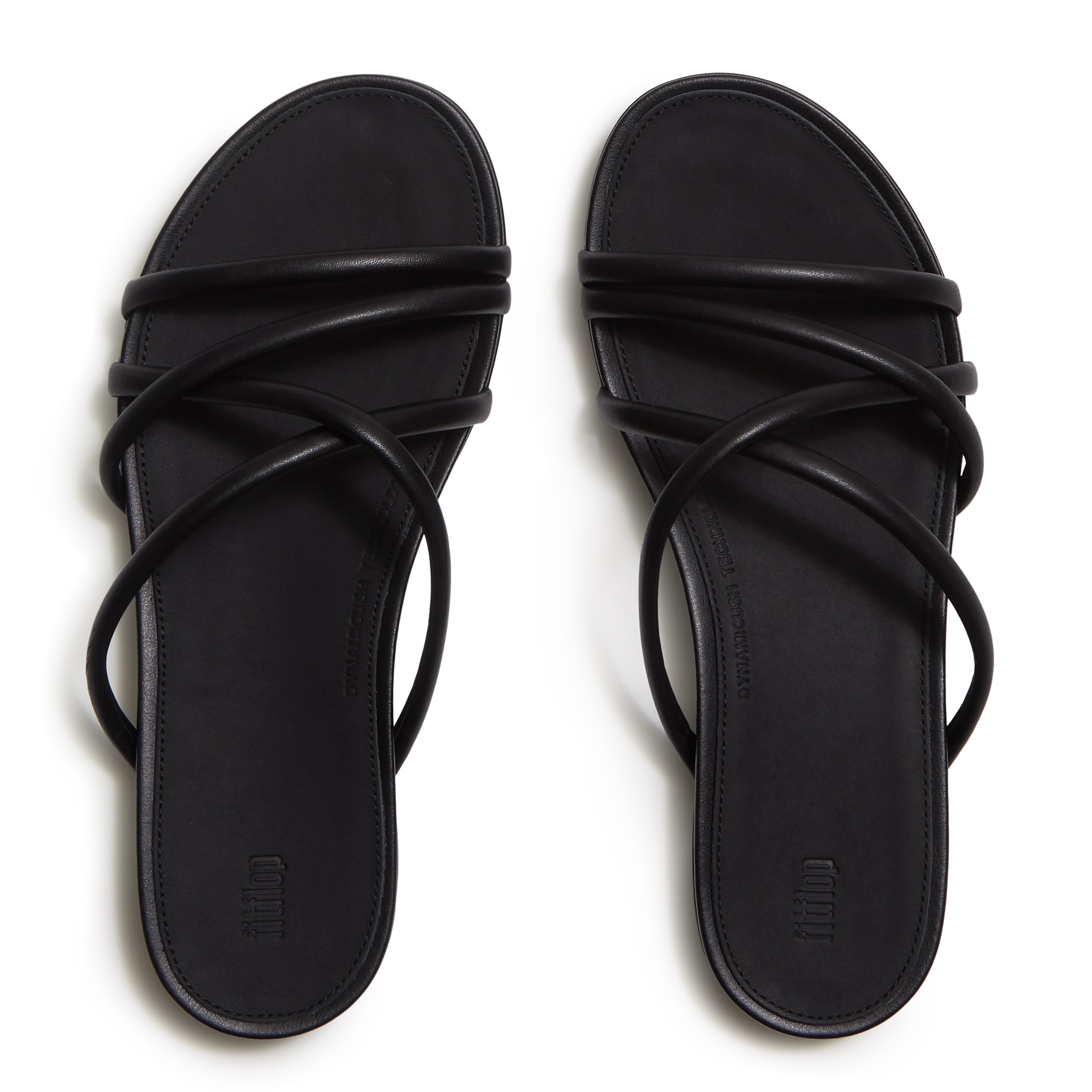 FitFlop Gracie Leather Strappy Slides, Alternate, color, All Black