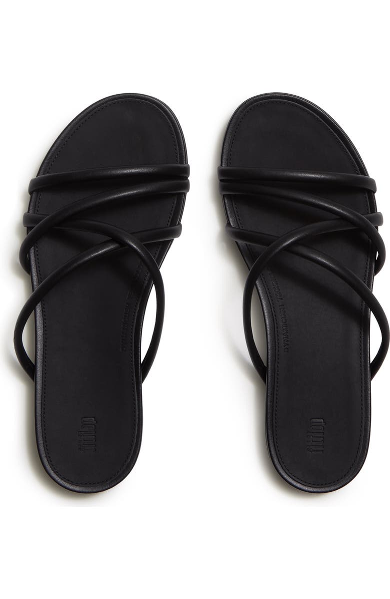 FitFlop Gracie Leather Strappy Slides, Alternate, color, All Black