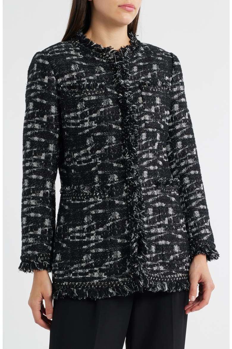 Gleb Fringe Jacket, Alternate, color, BLACK/ WHITE