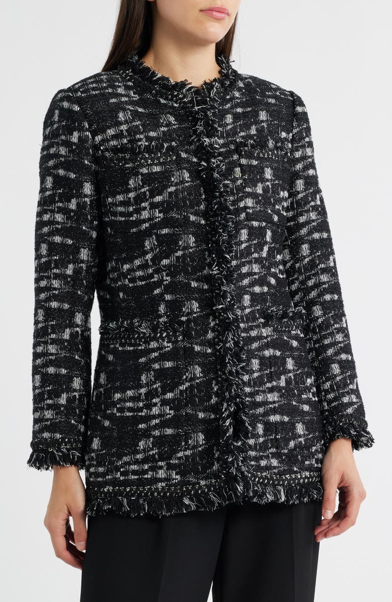 KOBI HALPERIN Gleb Fringe Jacket, Alternate, color, Black/ White