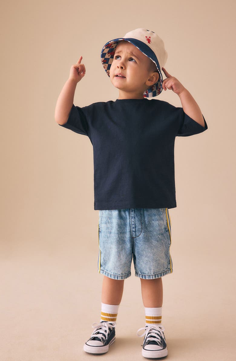 NEXT Kids' Side Stripe Denim Shorts, Alternate, color, Blue