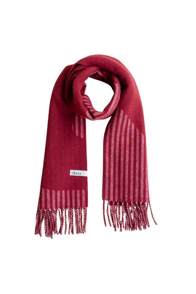 Lambswool Jacquard Oversized Scarf, Main, color, Burgundy Wave