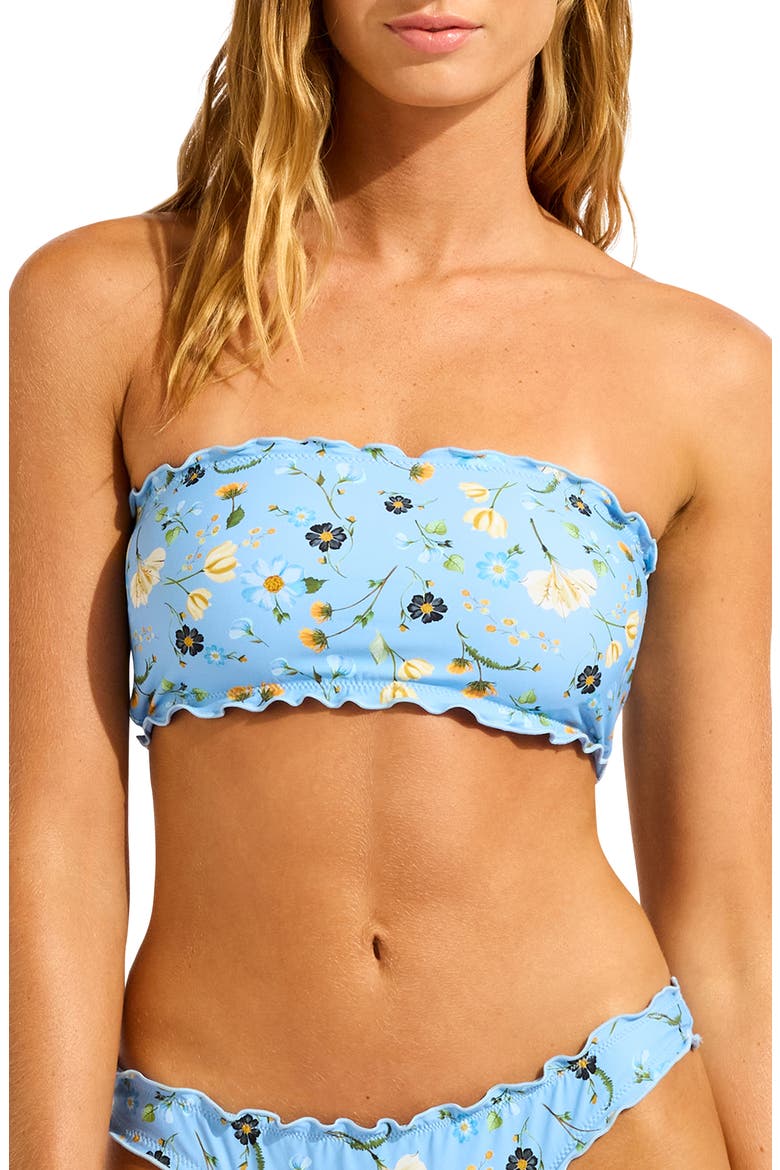 Lettuce Edge Bandeau Bikini Top, Main, color, POWDER BLUE