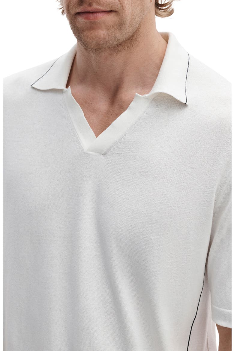 Conrad Silk & Cotton Johnny Collar Polo, Alternate, color, CHALK