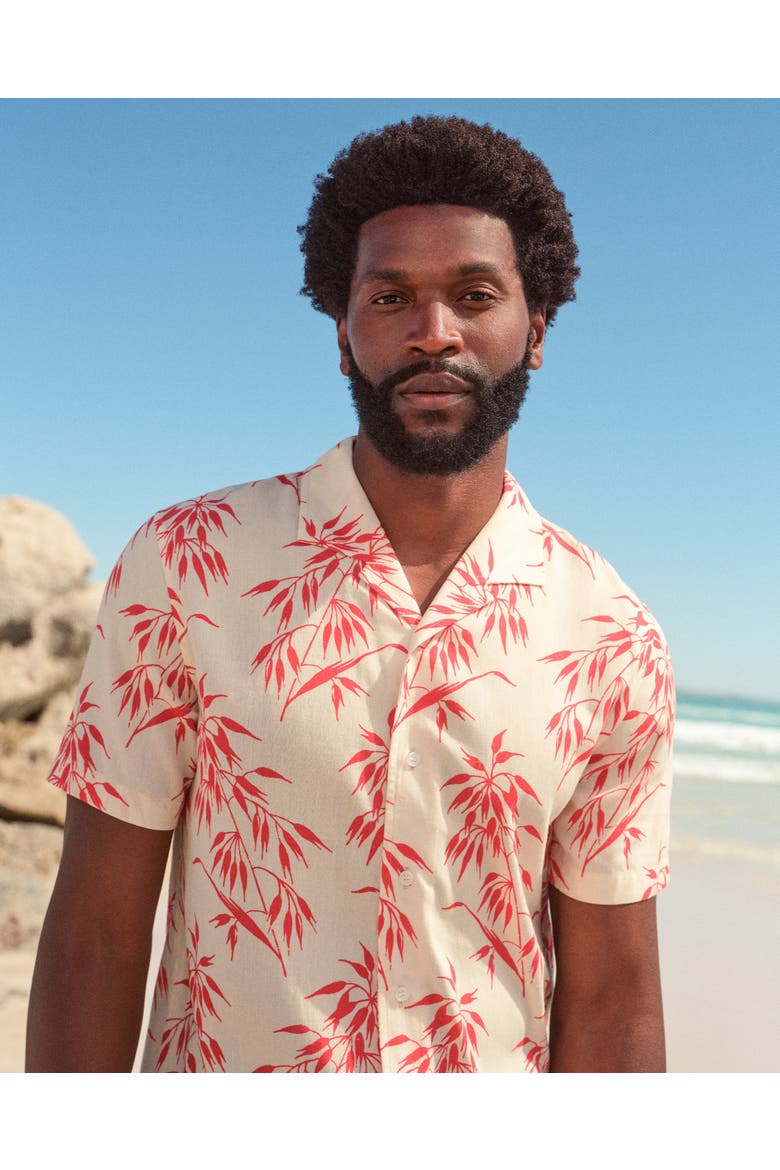 Hibbert Linen Shirt, Alternate, color, White Sand/Summer Red