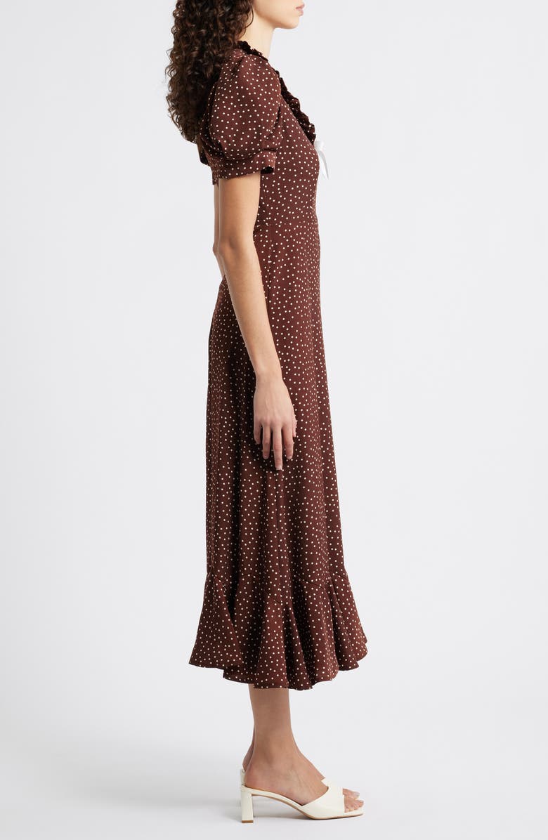 Sister Jane Knick Knack Ruffle Puff Sleeve Maxi Dress, Alternate, color, Brown