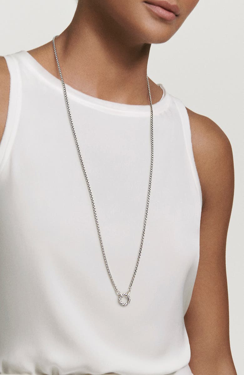 David Yurman Cable Amulet Vehicle Box Chain Necklace in Sterling Silver, 2.7mm, Alternate, color, 