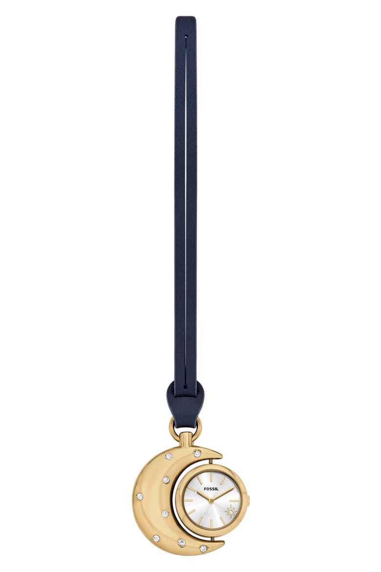 Crescent Moon Watch Bag Charm, Main, color, GOLD/ NAVY