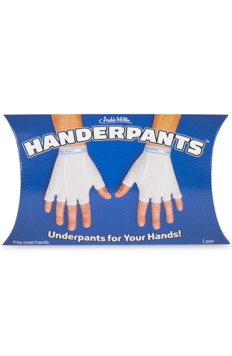 Archie McPhee White Fingerless Cotton Gloves, Main, color, Multicolored