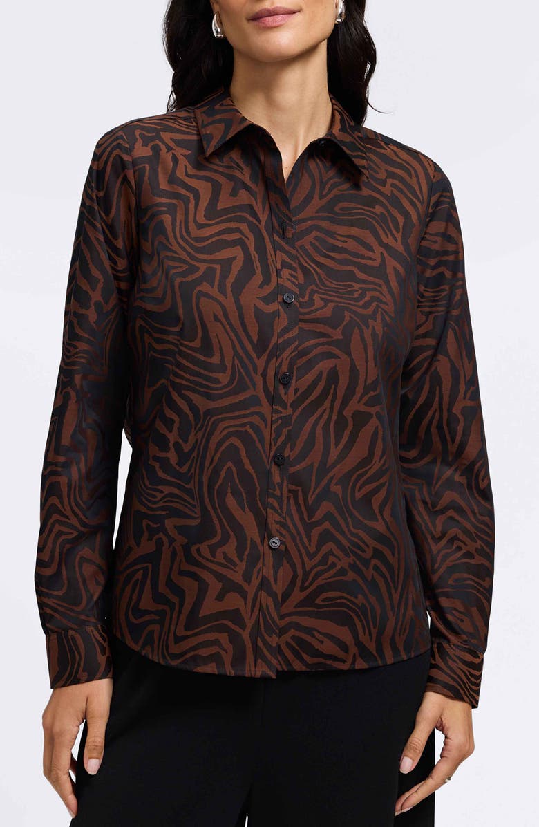Foxcroft Hampton Print Button-Up Shirt, Main, color,