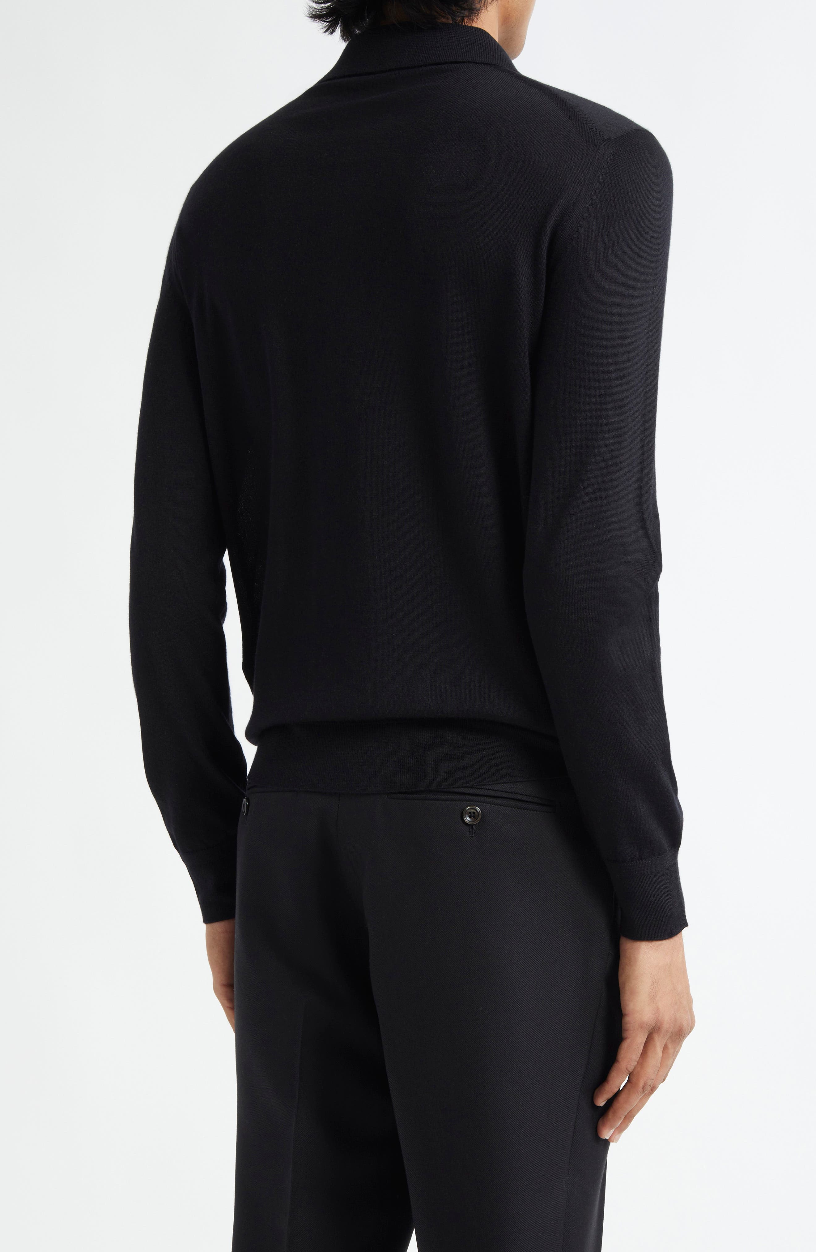 Fine Gauge Cashmere & Silk Polo Sweater - image 2