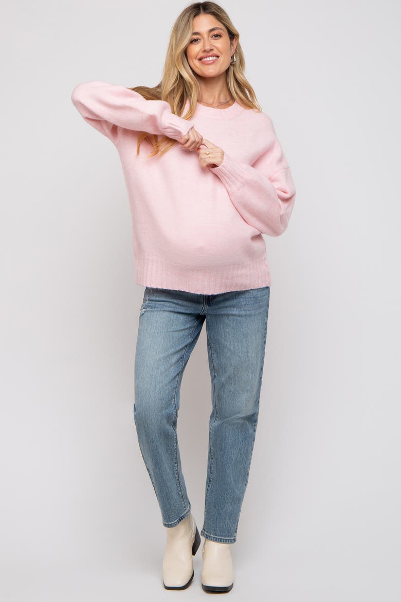 Ribbed Cuff Sweater, Alternate, color, Pink