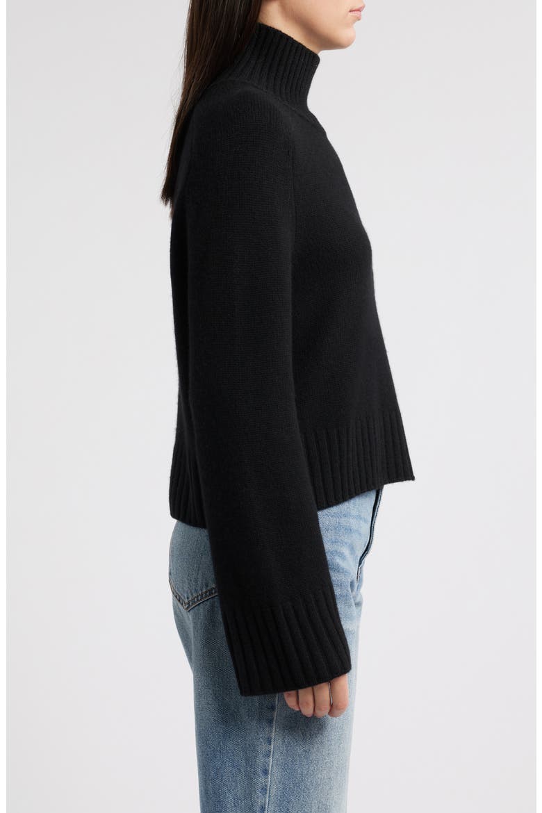 Brooke Crop Cashmere Turtleneck Sweater, Alternate, color, BLACK