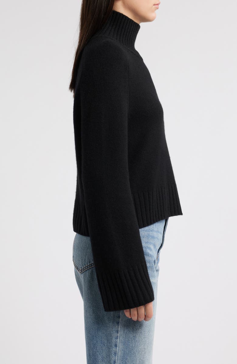 Reformation Brooke Crop Cashmere Turtleneck Sweater, Alternate, color, Black