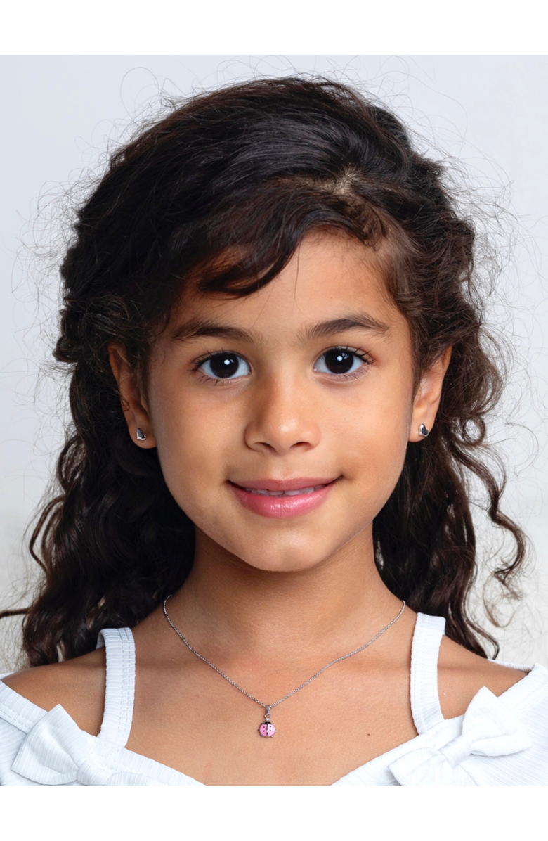 Mia Belle Girls Ladybug Pendant Necklace, Alternate, color, Metallic Silver