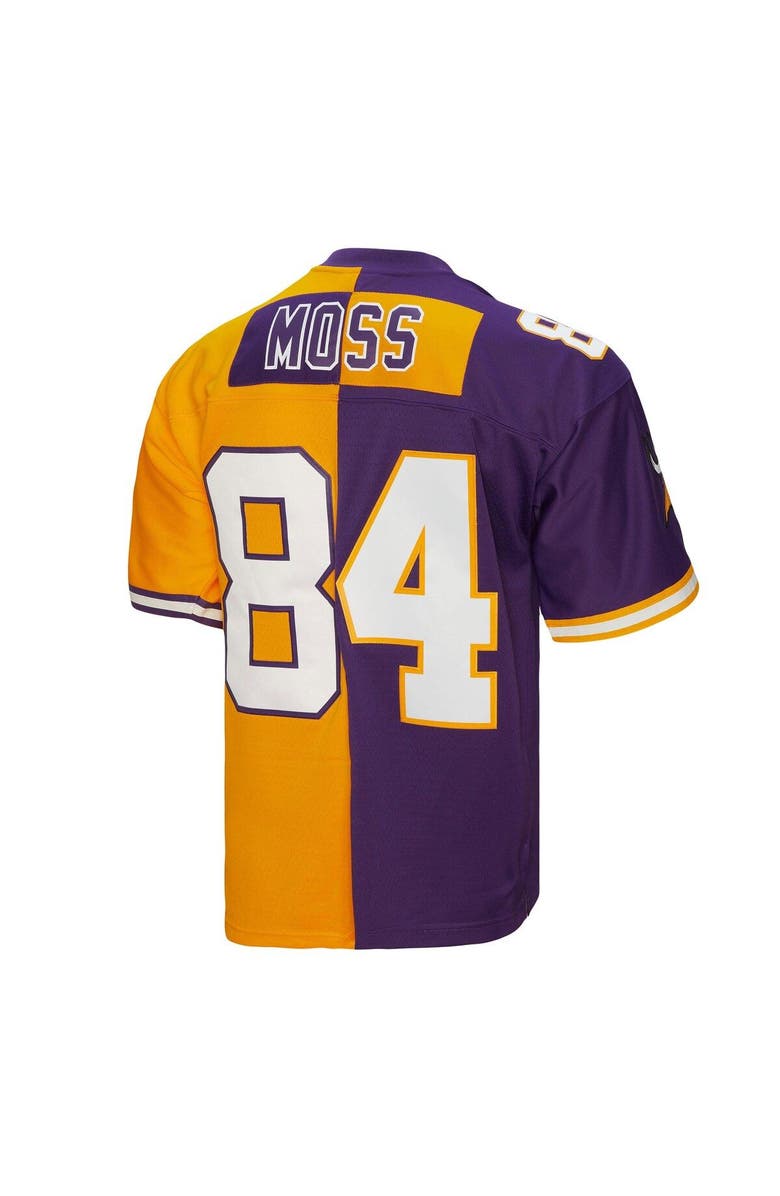 Mitchell & Ness Men's Mitchell & Ness Randy Moss Purple/Gold Minnesota Vikings 1998 Split Legacy Replica Jersey, Alternate, color, Purple
