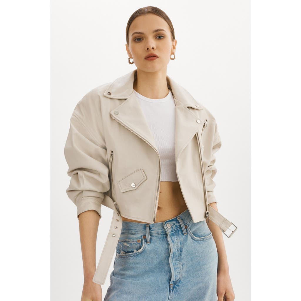 Lamarque Dylan | 80's Leather Biker Jacket In Neutral