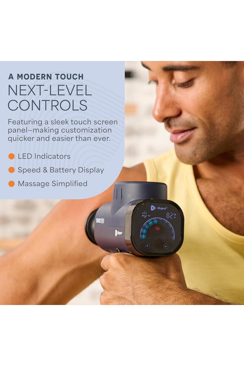 Sonic Pro Deep Tissue Massage Gun Handheld Percussion Massager with 10 Speeds, 9 Heads, Alternate, color, Blue