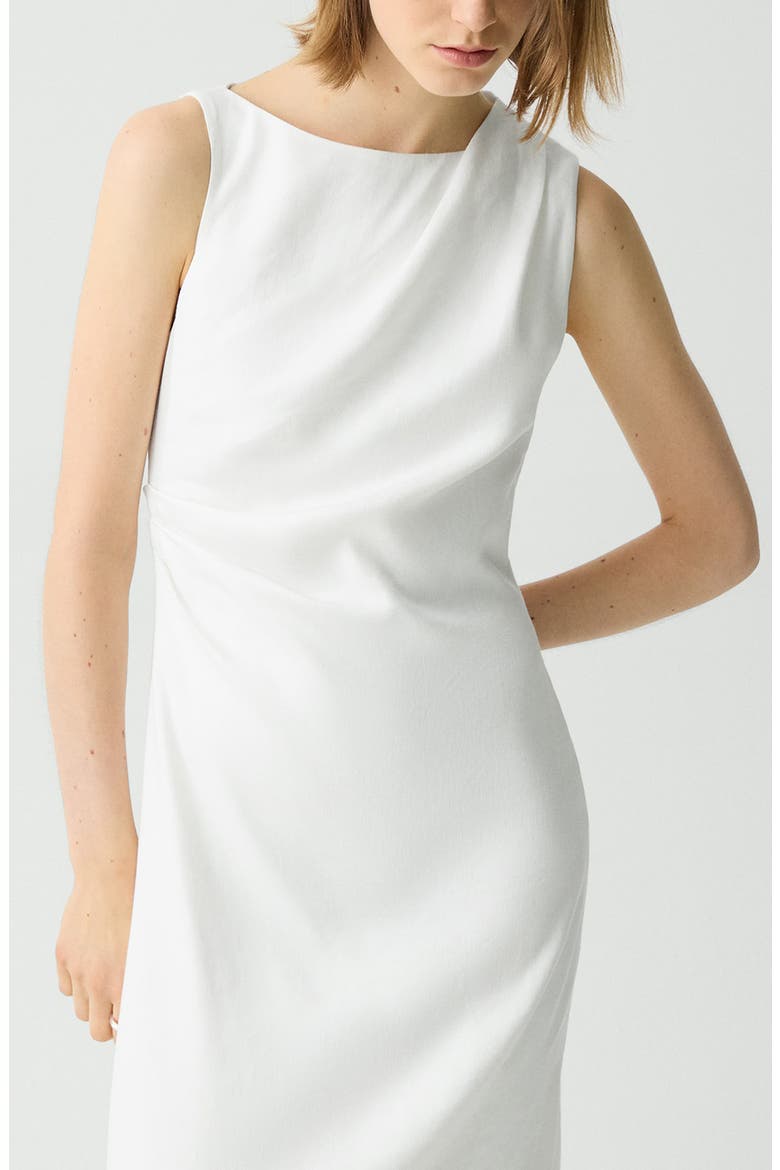 Shoulder Drape Linen Blend Dress, Alternate, color, IVORY