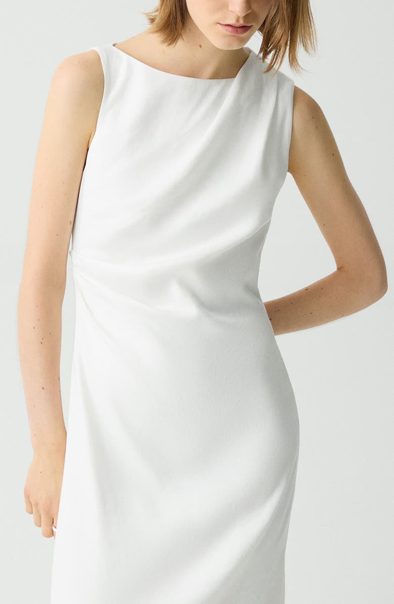 Theory Shoulder Drape Linen Blend Dress, Alternate, color, Ivory