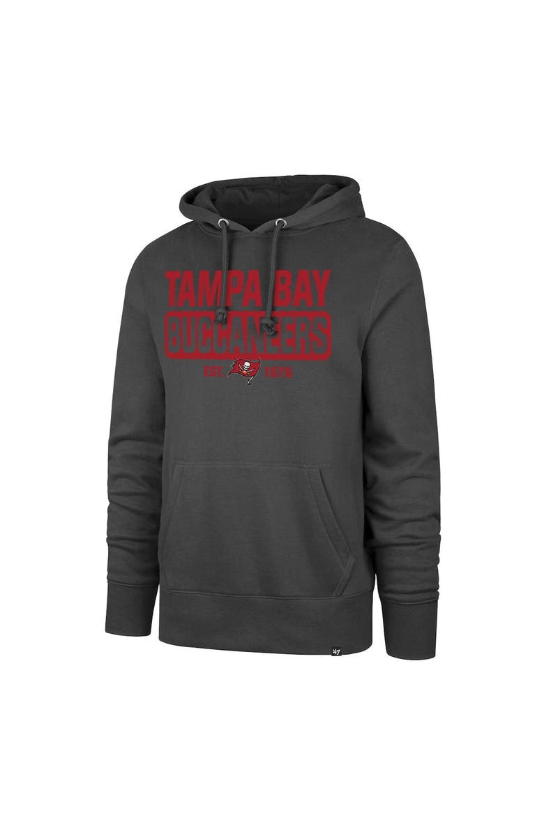 '47 Men's '47 Pewter Tampa Bay Buccaneers Box Out Headline Pullover Hoodie, Main, color, Pewter