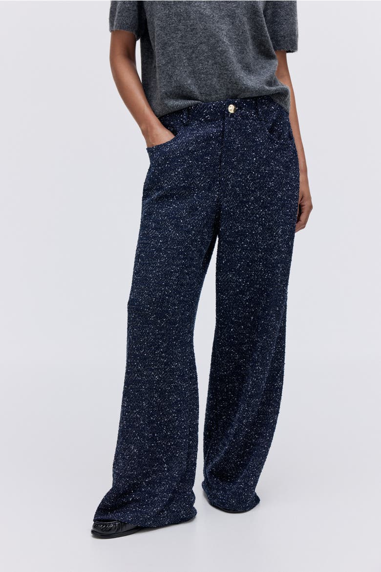Bouclé Trousers, Alternate, color, Navy blue melange