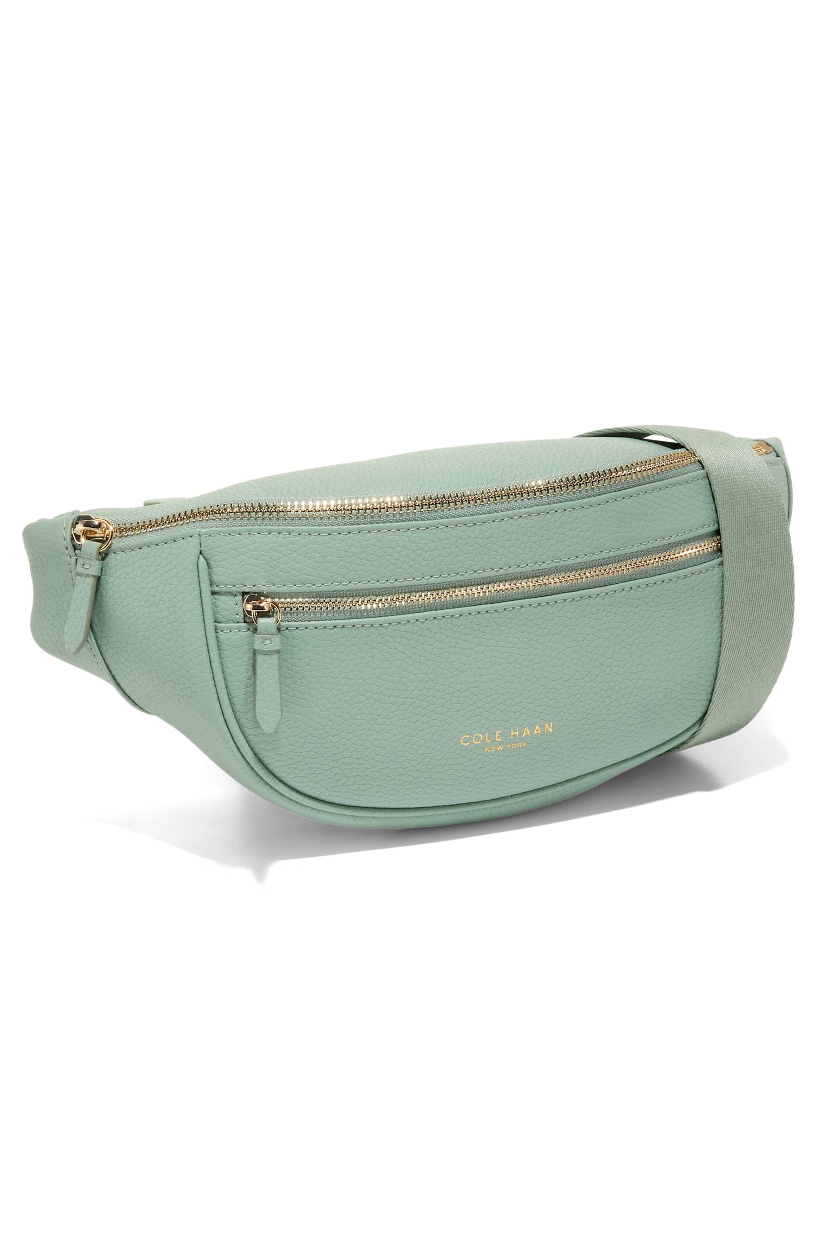 Cole Haan Mackenna Leather Belt Bag, Alternate, color, Lily Pad