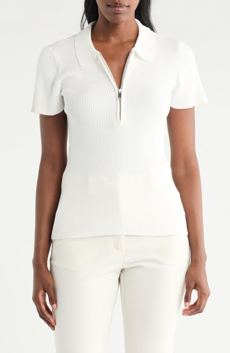 CYRUS Quarter Zip Polo, Main, color, Bright White