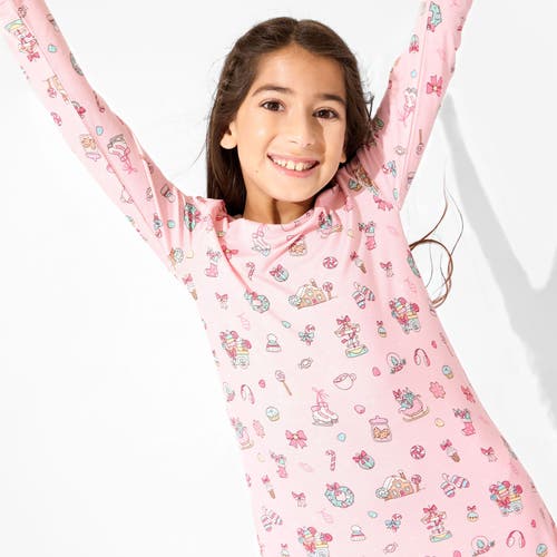 Bellabu Bear Kids' Candy Cane Lane Long Sleeve Dress In Pink