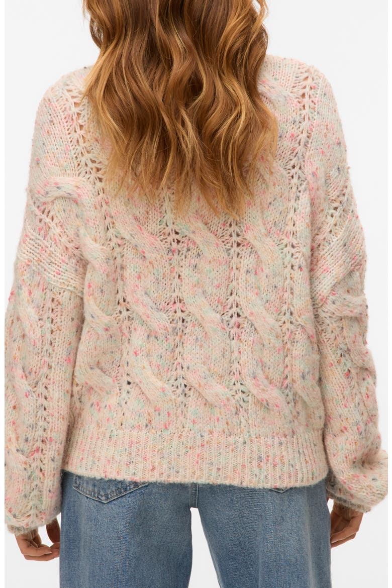 Zena Nep Cable Sweater, Alternate, color, BIRCH DETAIL COMBO