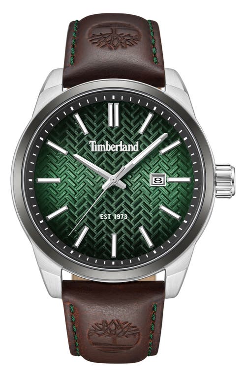 Timberland Henniker Ii Leather Strap Watch, 44mm In Dark Brown