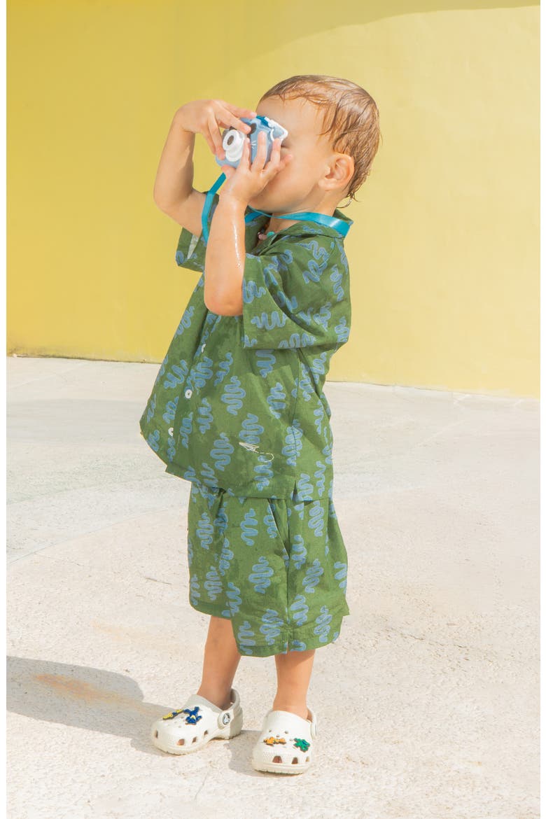 Kids' Cobra Cool Print Camp Shirt & Shorts Set, Alternate, color, GREEN