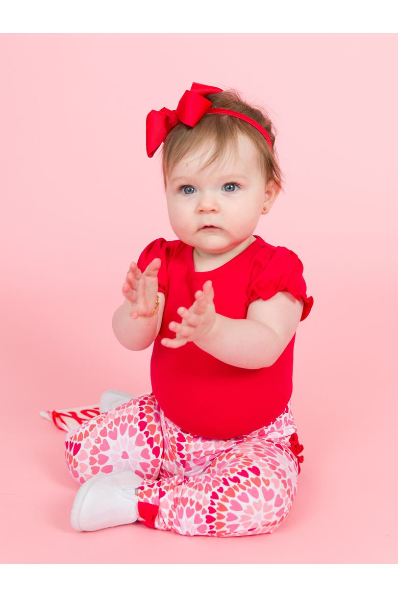 Baby/Toddler Girls Knit Puff Short Sleeve Bodysuit, Alternate, color, Red