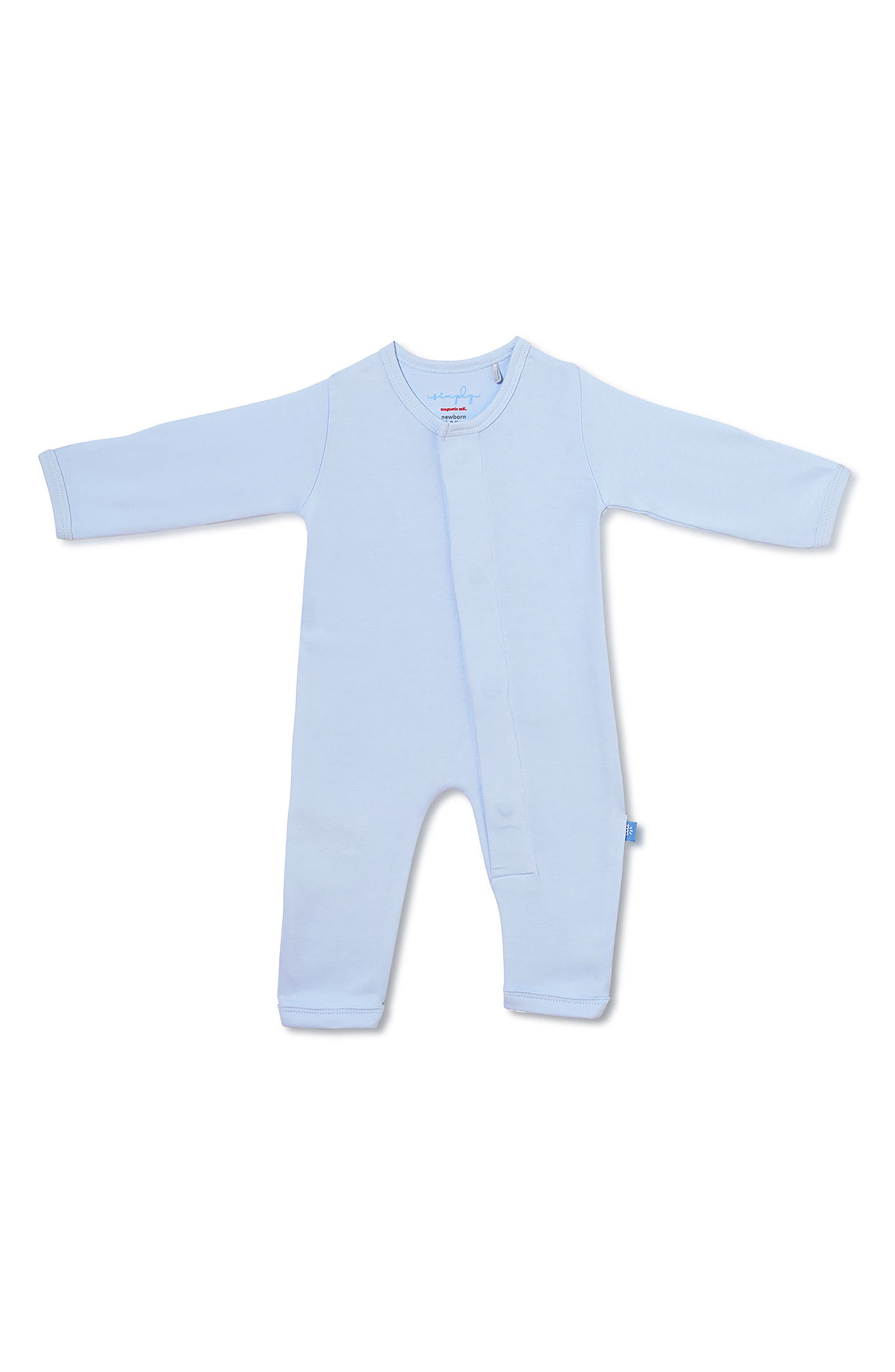 Magnetic Me Simply Soft Baby Blue Organic Cotton Magnetic Closure Romper