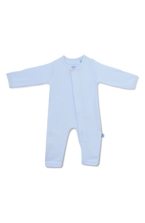 Simply Soft Baby Blue Organic Cotton Magnetic Closure Romper (Baby)