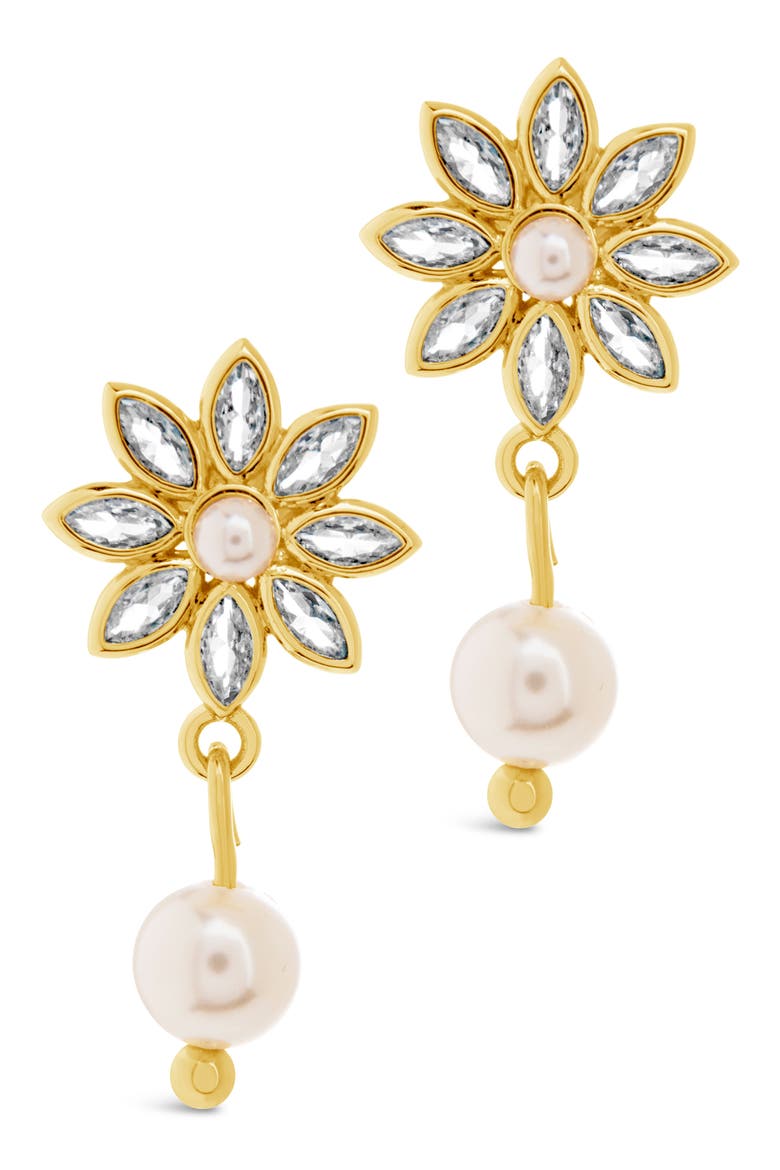 Esti Cubic Zirconia & Cultured Pearl Drop Earrings, Alternate, color, GOLD