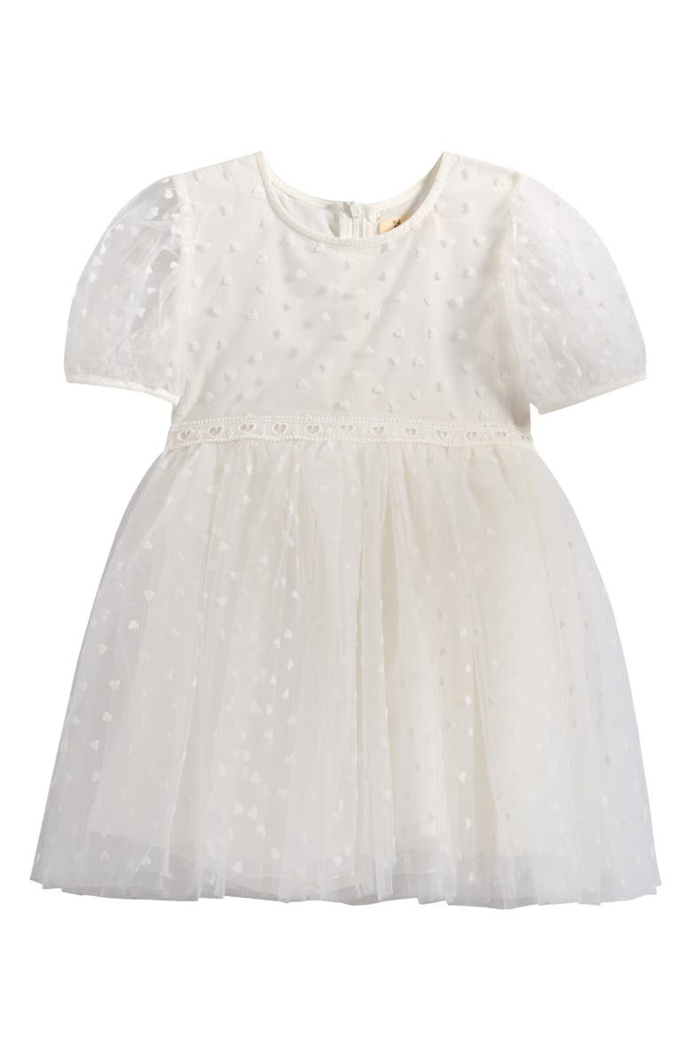 Doe A Dear Kids' Velvet Heart Mesh Dress, Main, color, White