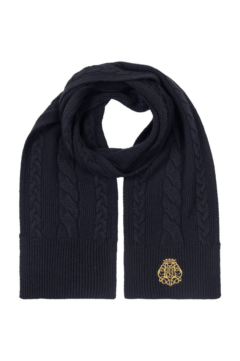 direct embroidery cable scarf, Main, color, navy