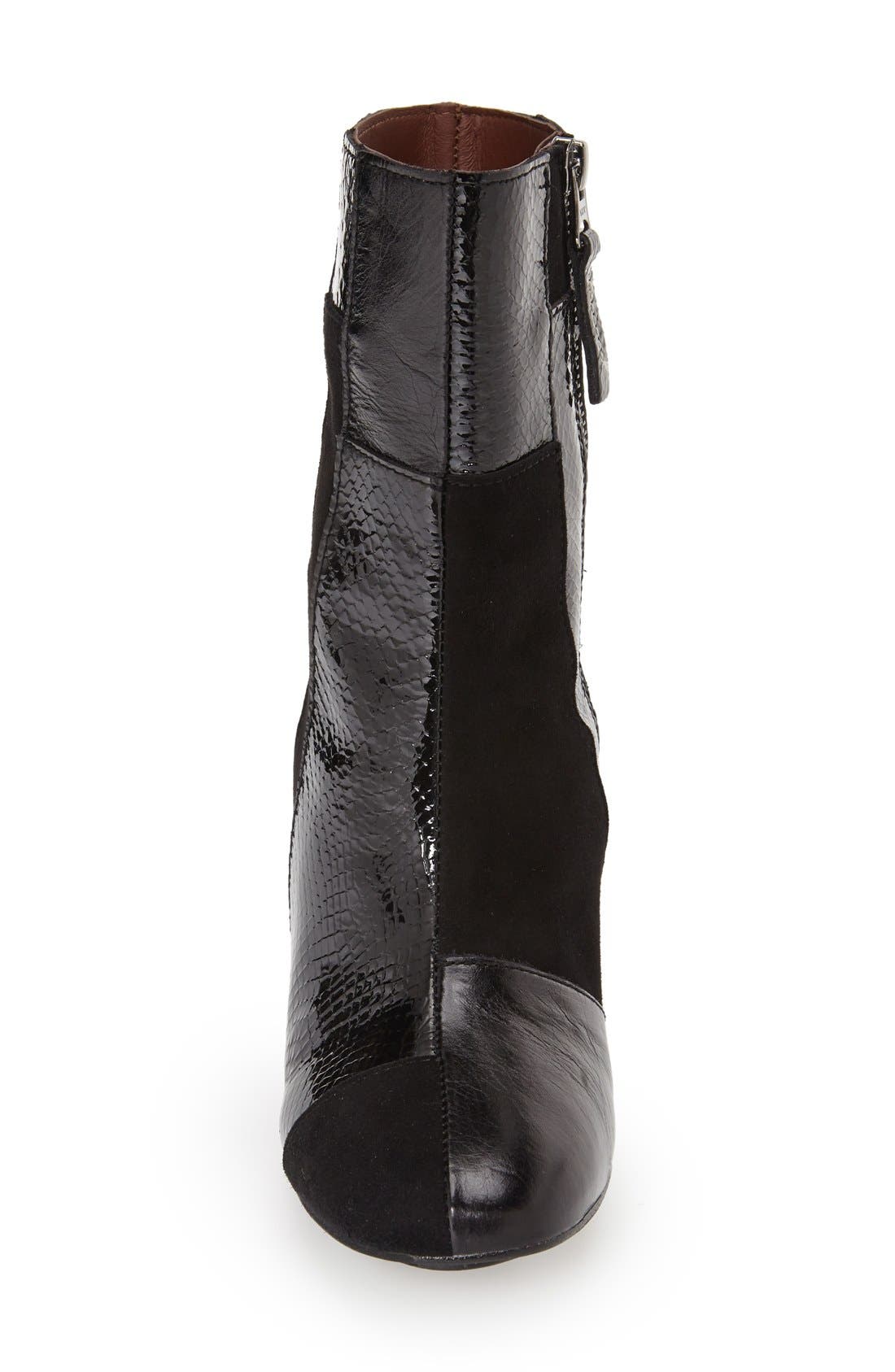 'Powerful' Patchwork Ankle Boot, Alternate, color, BLACK