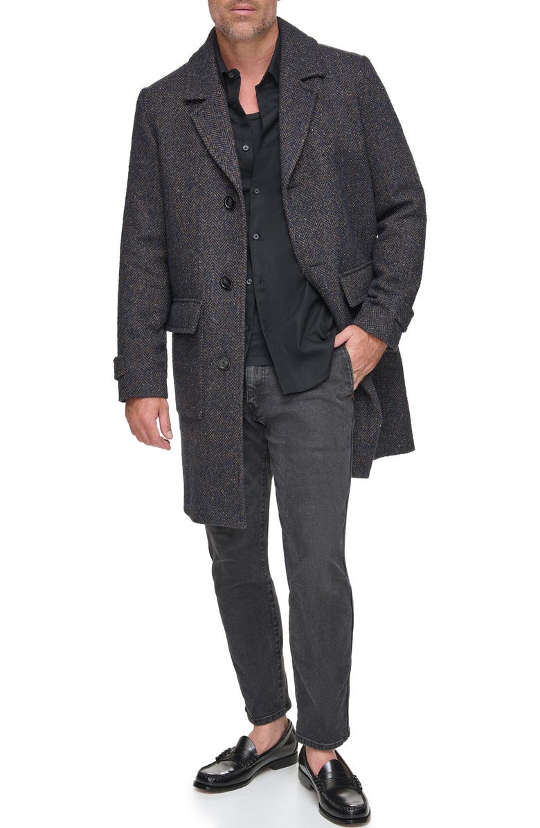 Andrew Marc Wexford Herringbone Wool Blend Overcoat, Alternate, color, 