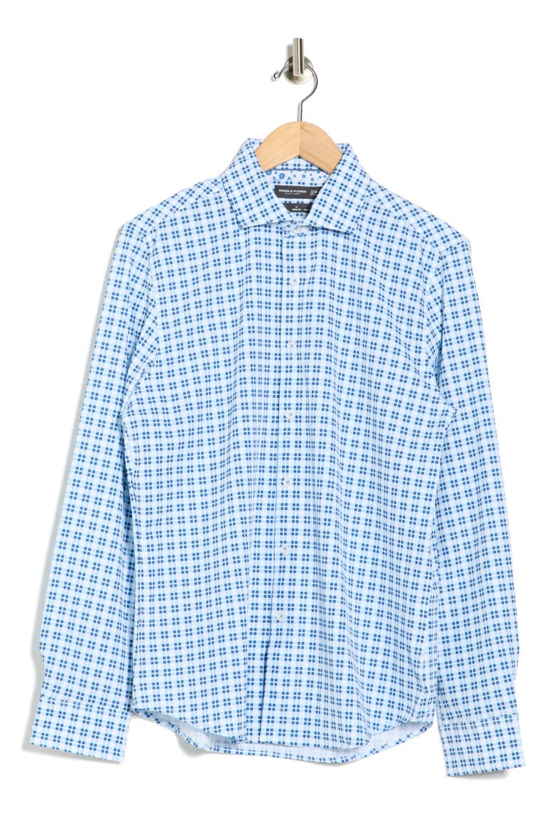 Plaid Stretch Button-Up Shirt, Alternate, color, WHITE/ BLUE